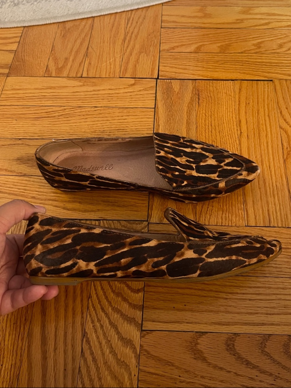 Madewell Leopard Print Pointed Toe Flats in Brown and Black